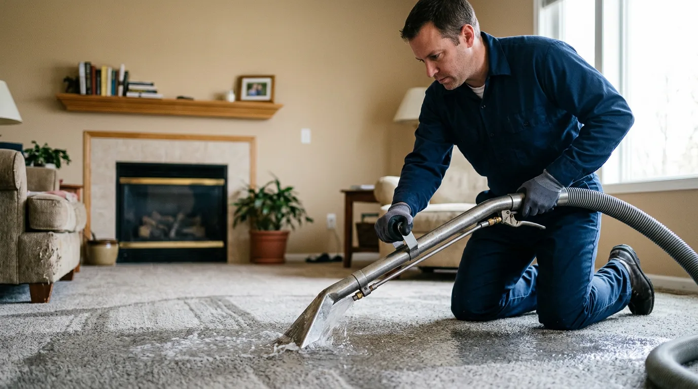 Water damage restoration technician working near Snoqualmie Pass, WA